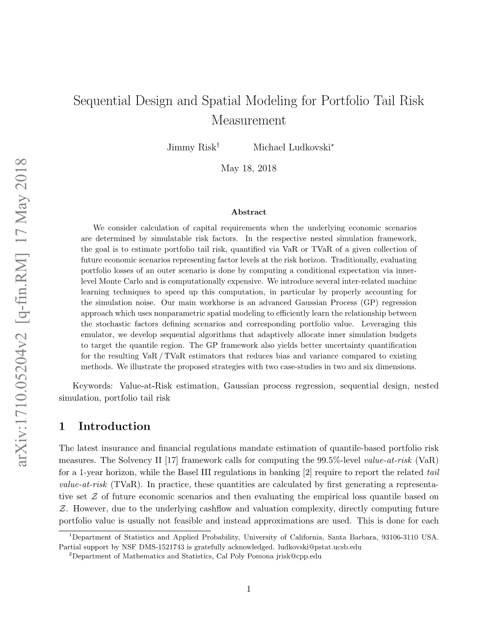 Sequential Design and Spatial Modeling for Portfolio Tail Risk Measurement