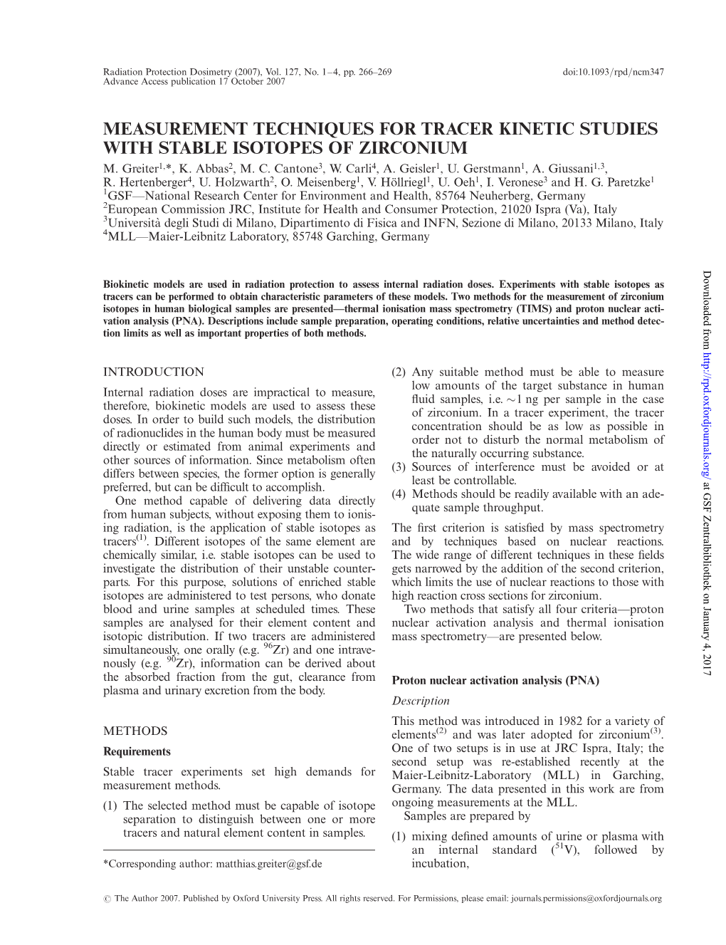 Measurement Techniques for Tracer Kinetic Studies with Stable Isotopes of Zirconium M