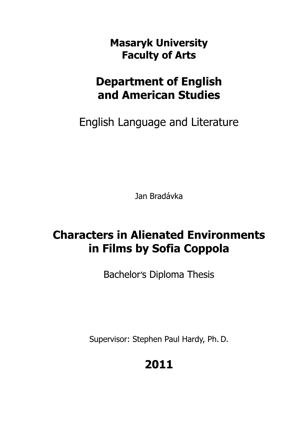 Department of English and American Studies English