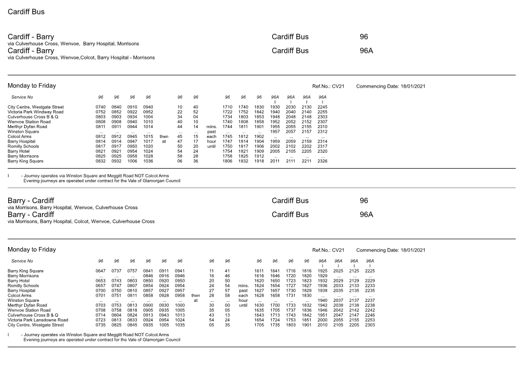 Barry Cardiff Bus 96A Barry