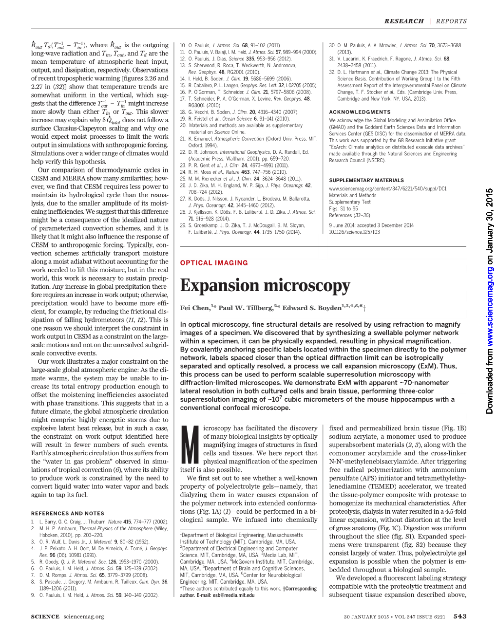 Expansion Microscopy Fore Requires an Increase in Work Output; Otherwise, Precipitation Would Have to Become More Effi- Fei Chen,1 Paul W