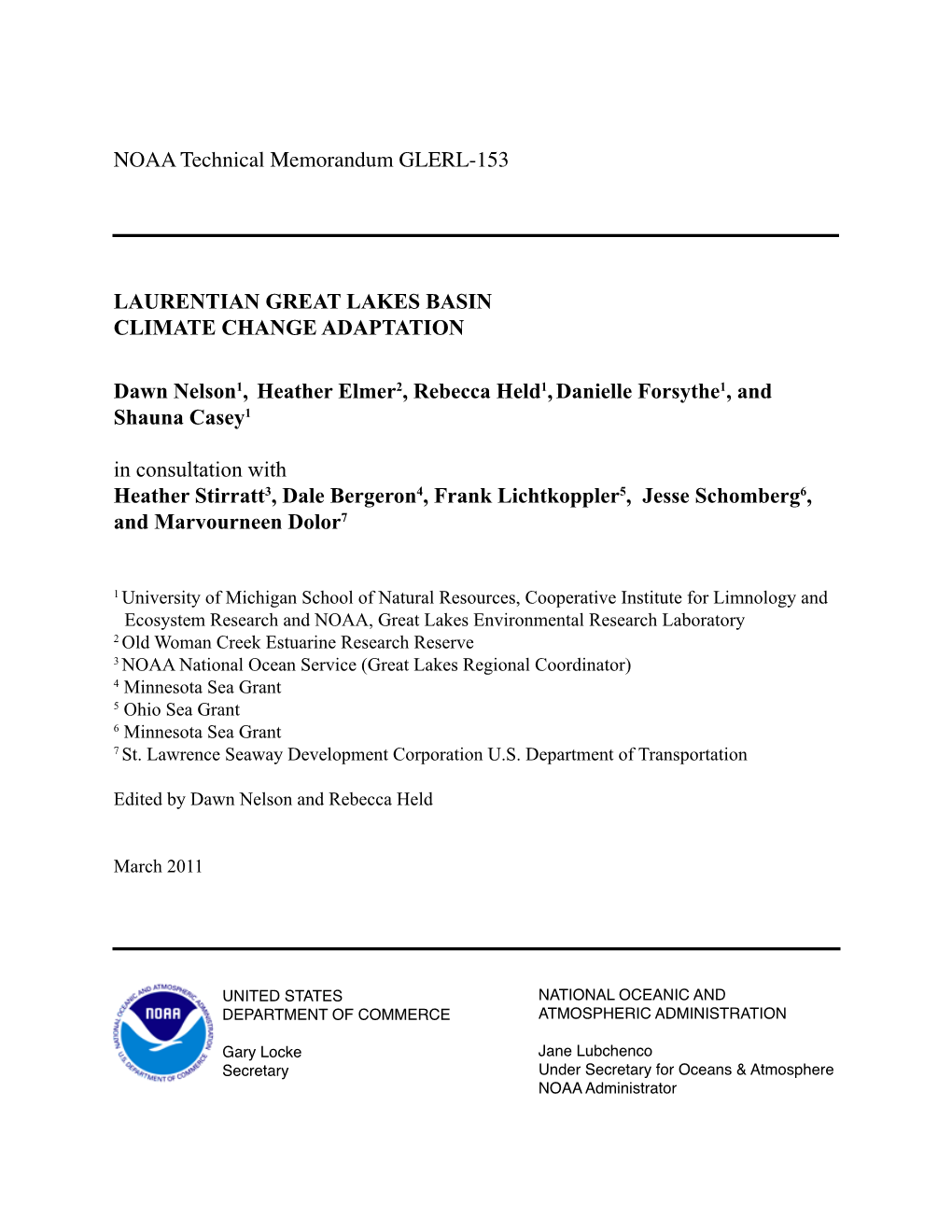 NOAA Technical Memorandum GLERL-153 LAURENTIAN GREAT