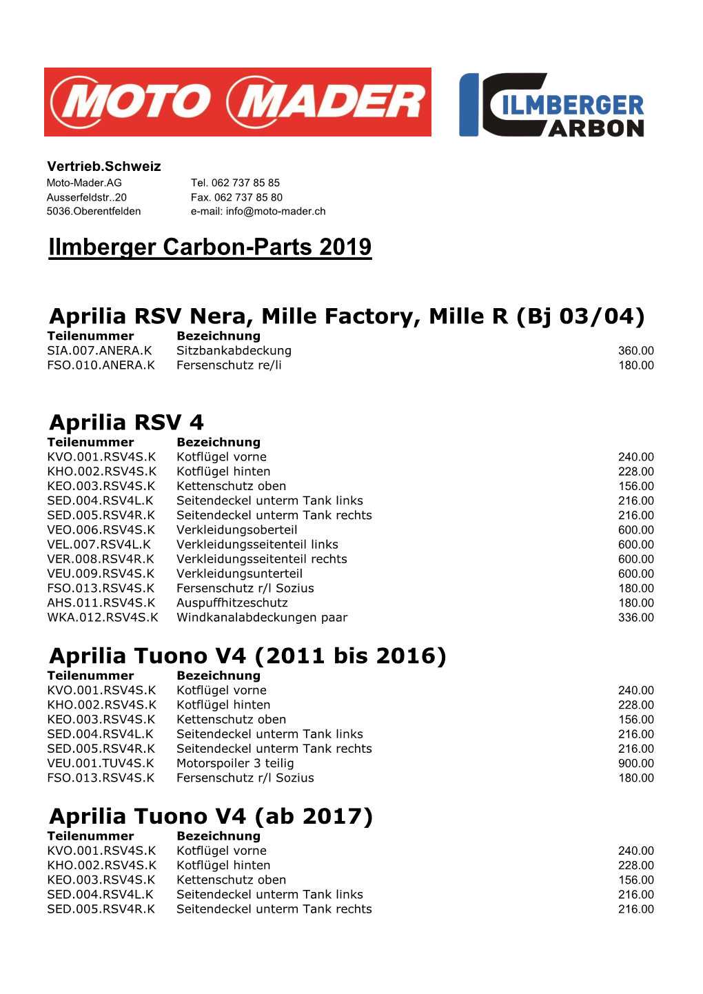 Ilmberger Carbon-Parts 2019