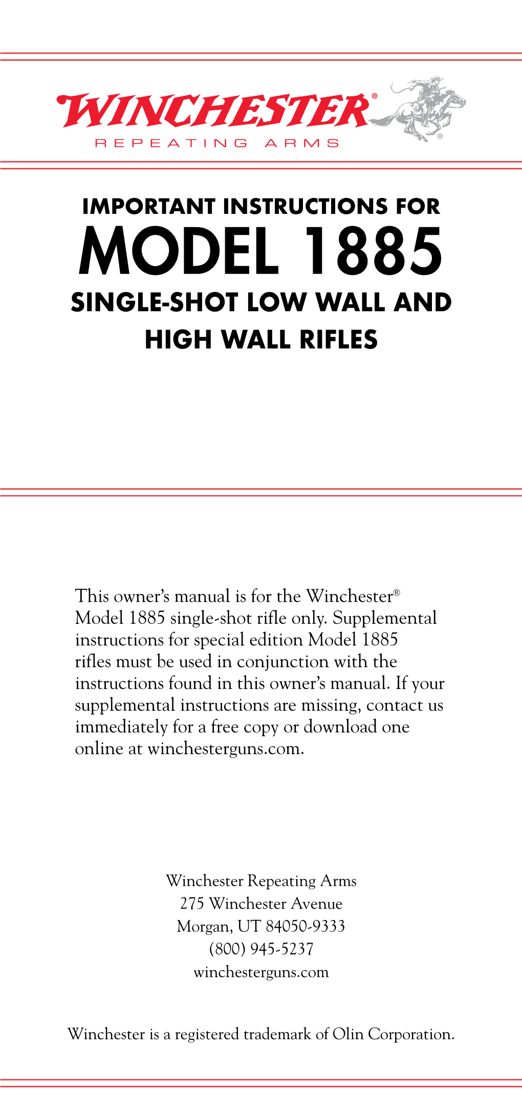 Model 1885 Single-Shot Low Wall and High Wall Rifles