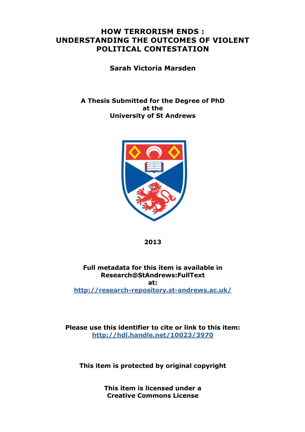 Sarah V. Marsden Phd Thesis