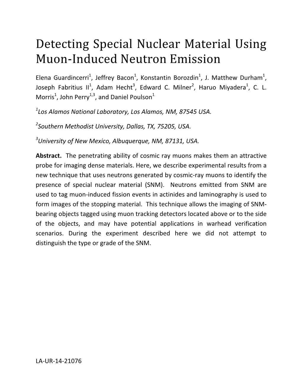 Detecting Special Nuclear Material Using Muon-Induced Neutron Emission