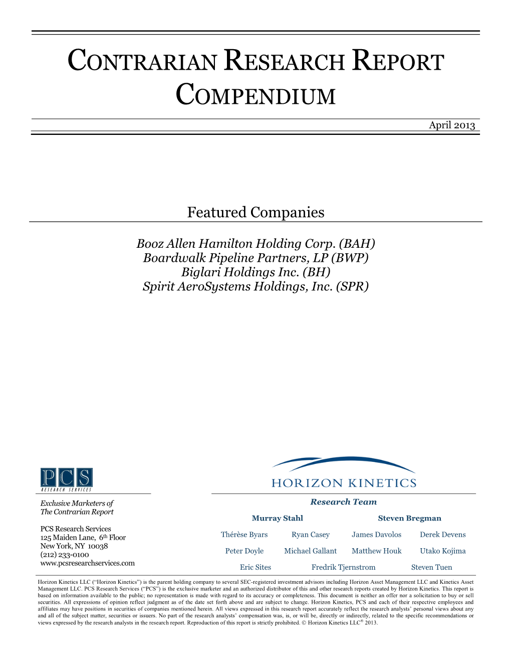 Contrarian Research Report Compendium