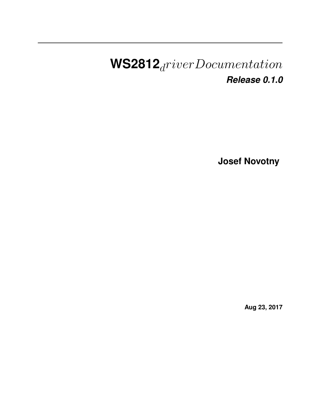 WS2812 Driver Documentation