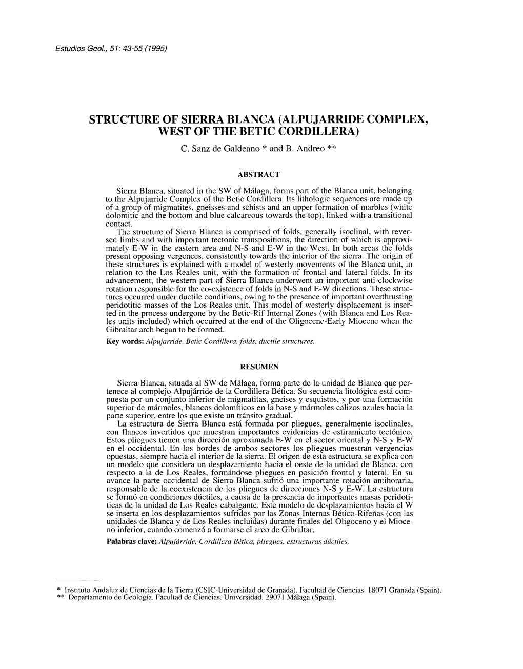 Structure of Sierra Blanca (Alpujarride Complex, West of the Betic Cordillera) C