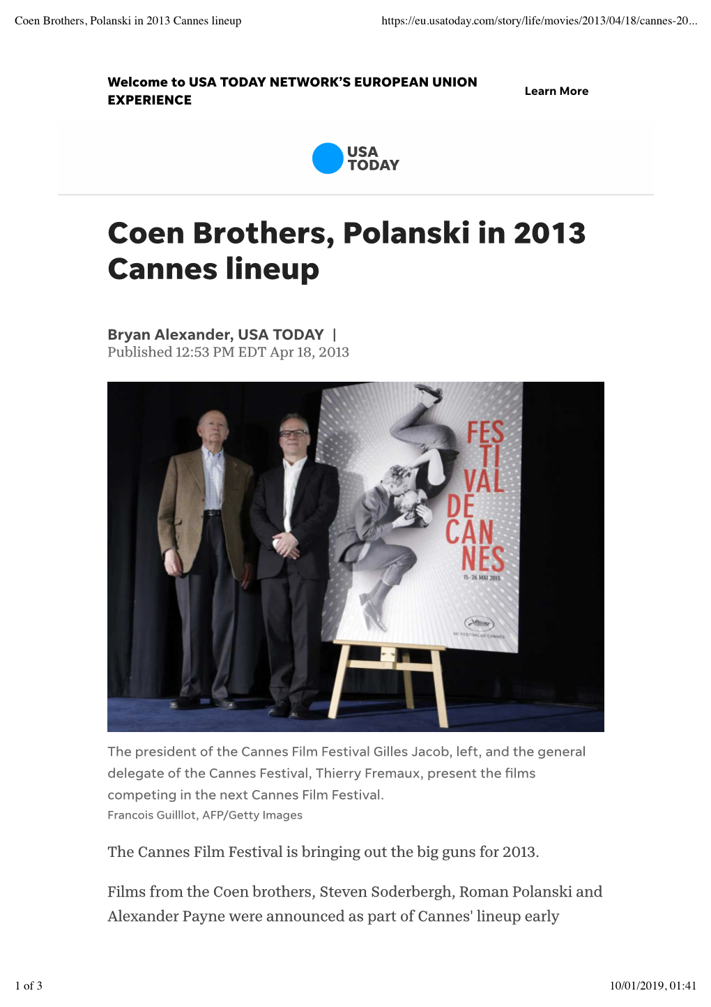 Coen Brothers, Polanski in 2013 Cannes Lineup