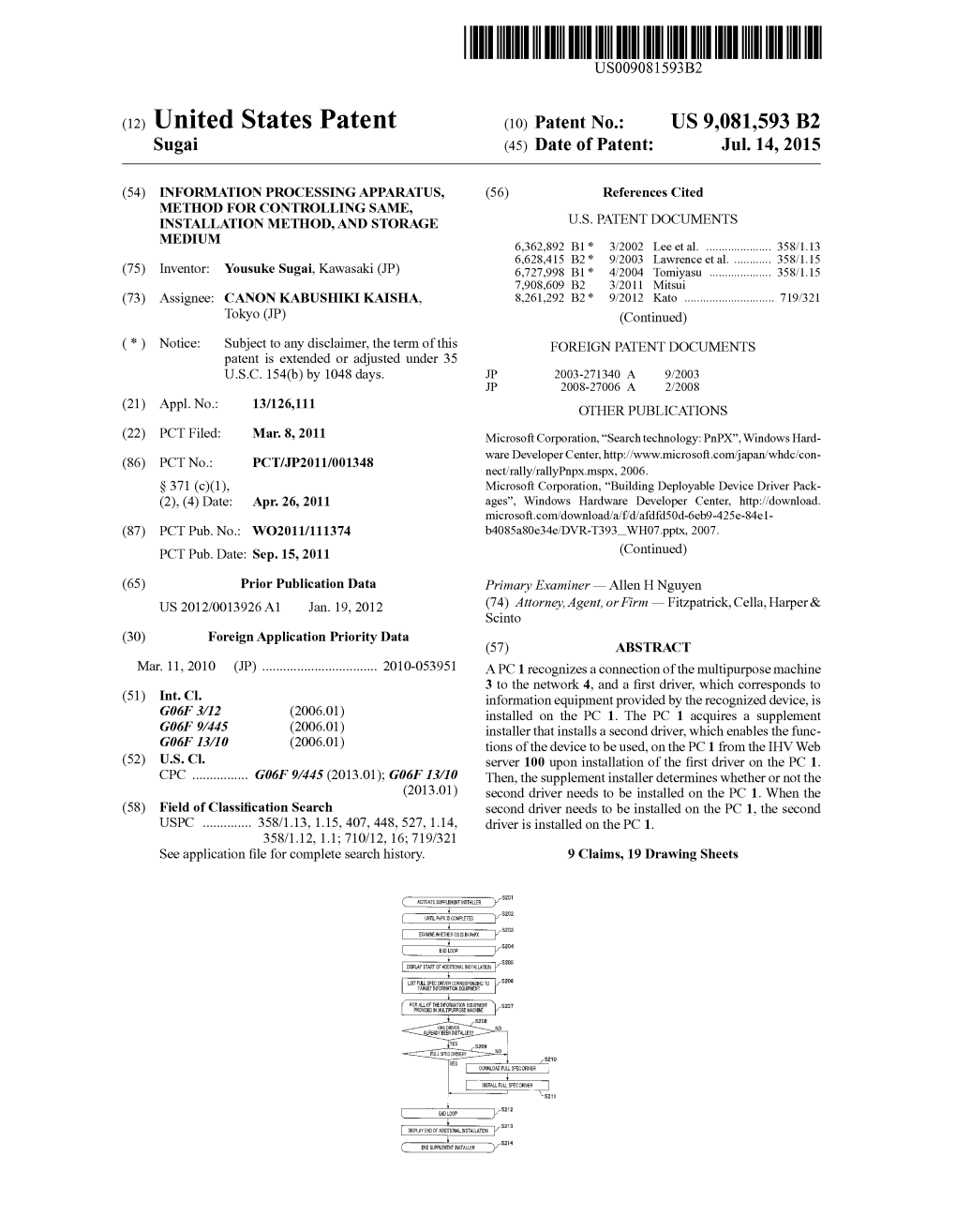 (12) United States Patent (10) Patent No.: US 9,081,593 B2 Sugai (45) Date of Patent: Jul