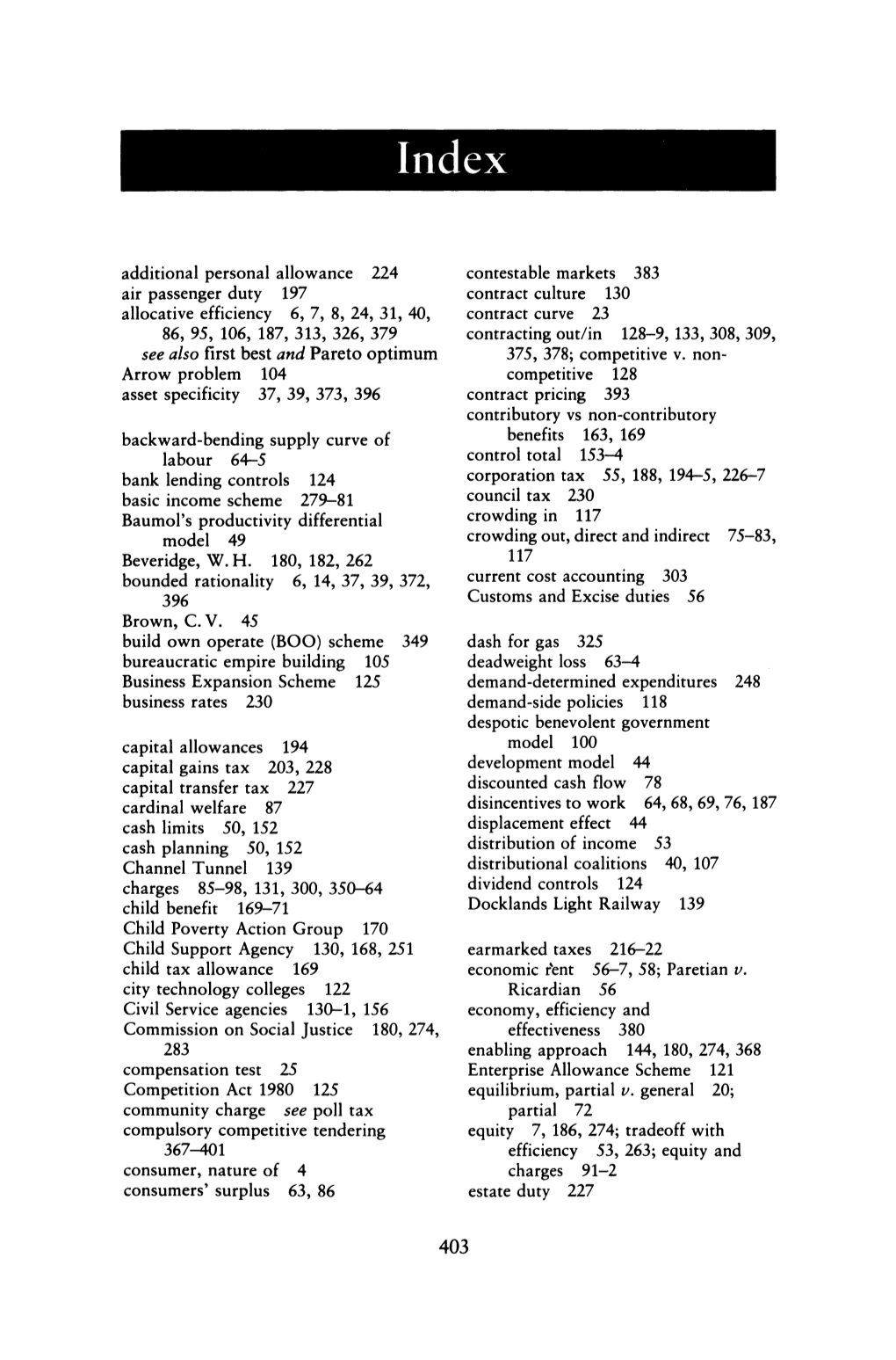 Additional Personal Allowance 224 Air Passenger Duty 197 Allocative