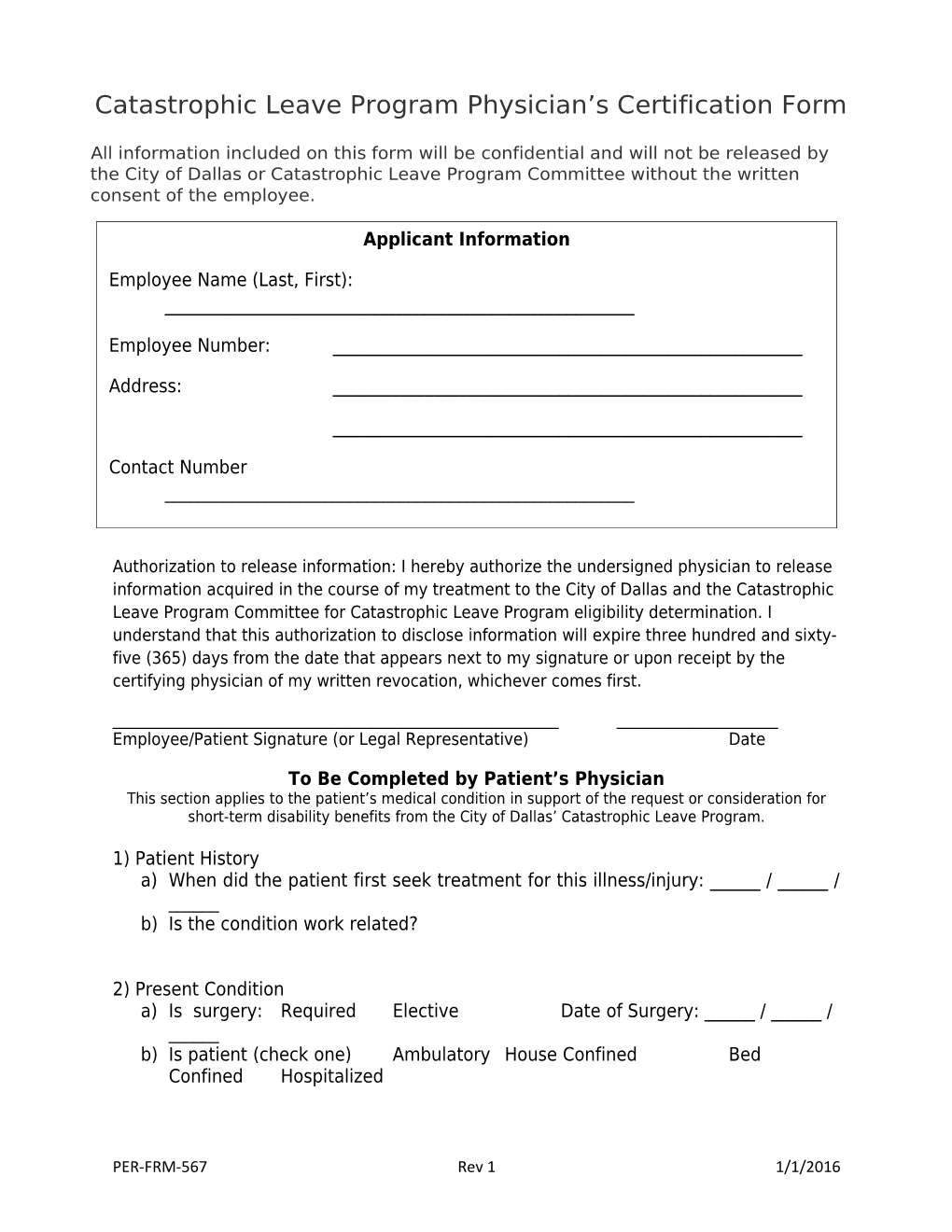 Catastrophic Leave Program Physician S Certification Form