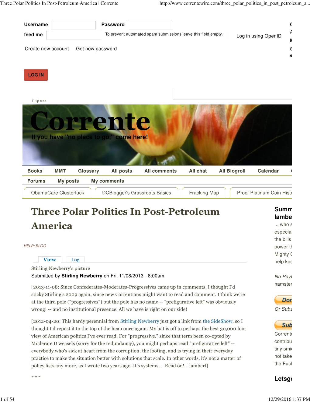 Three Polar Politics in Post-Petroleum America | Corrente