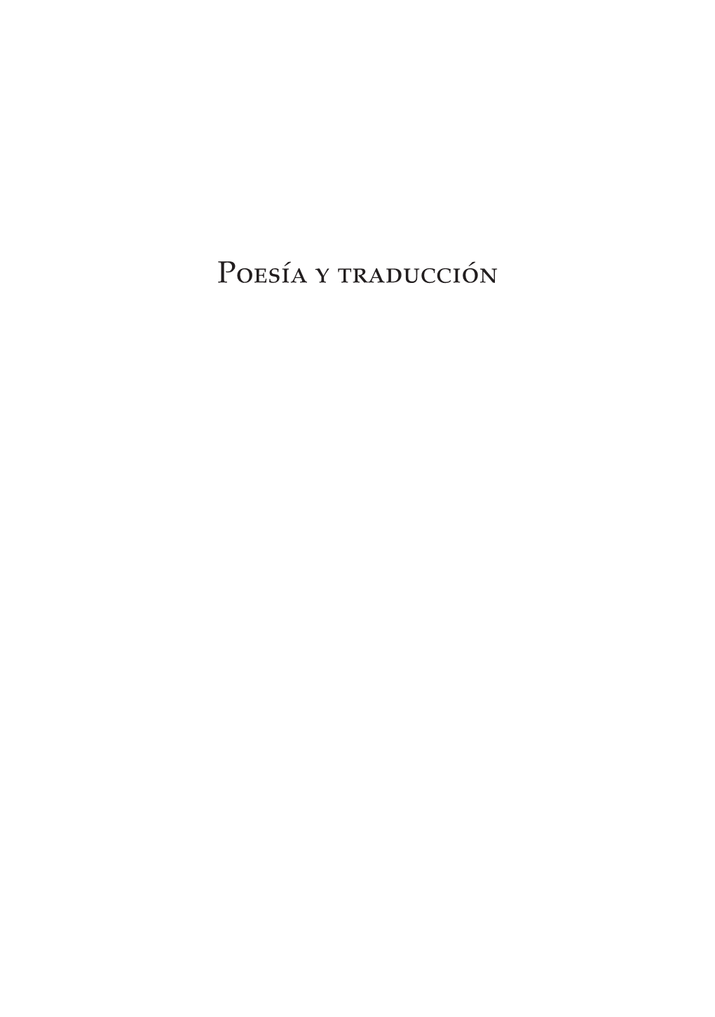 Poesía Y Traducción