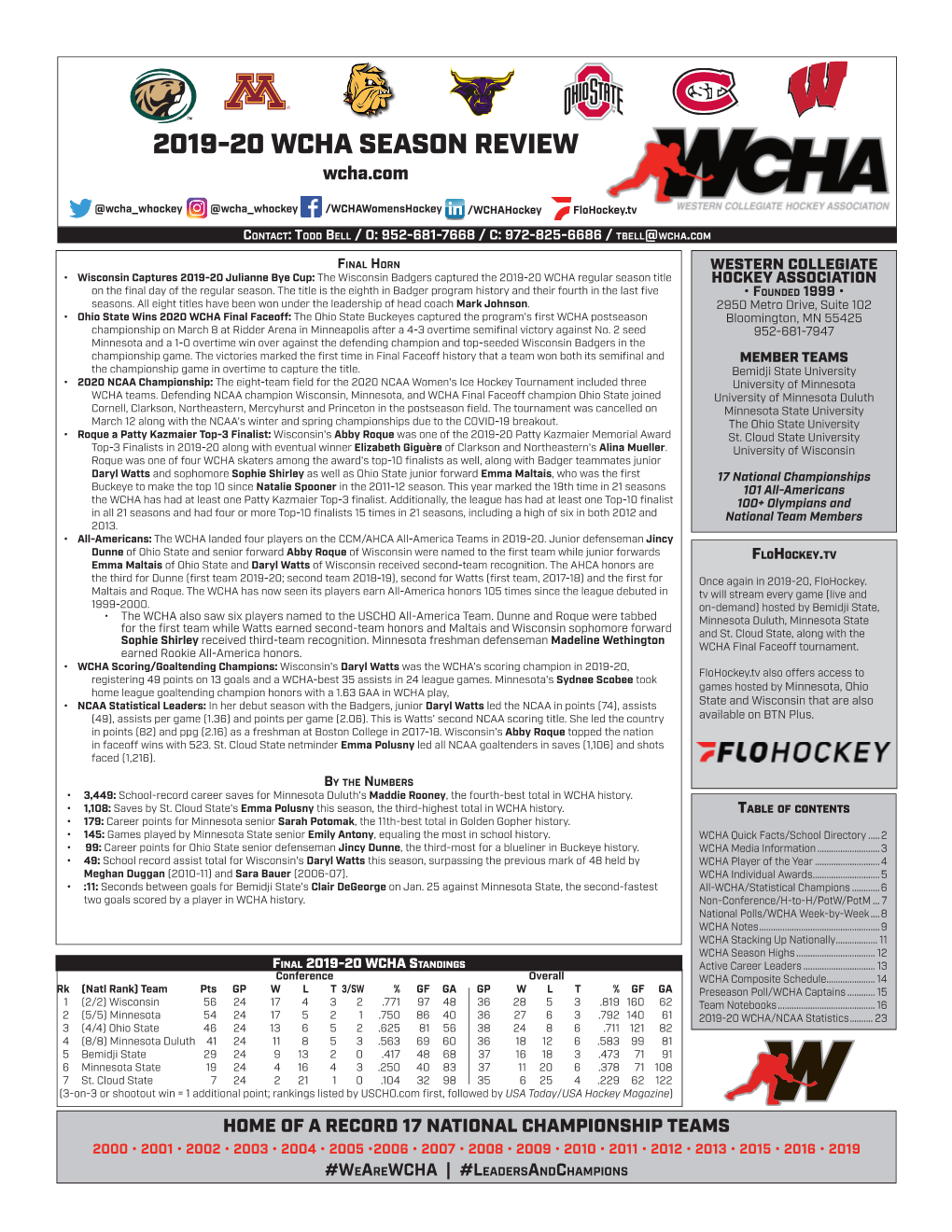 2019-20 WCHA SEASON REVIEW Wcha.Com