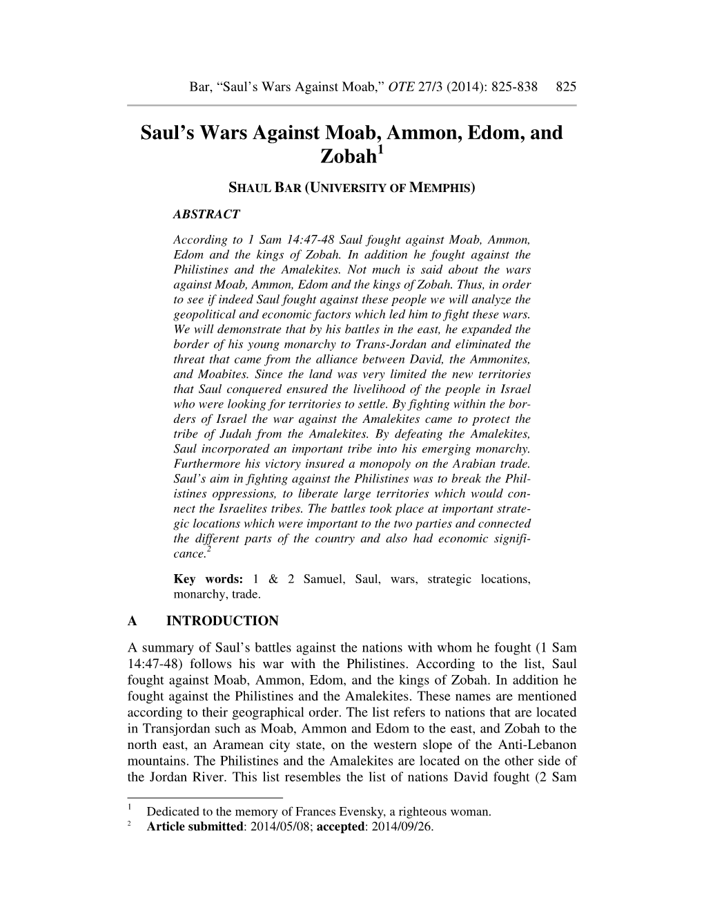 Saul's Wars Against Moab, Ammon, Edom, and Zobah