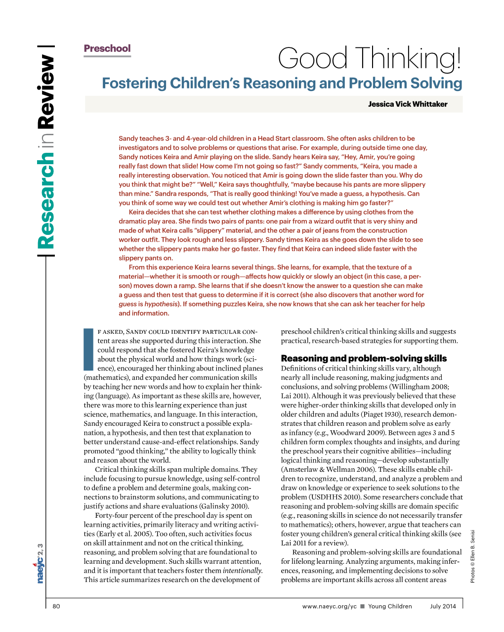 Good Thinking! Fostering Children's Reasoning and Problem Solving