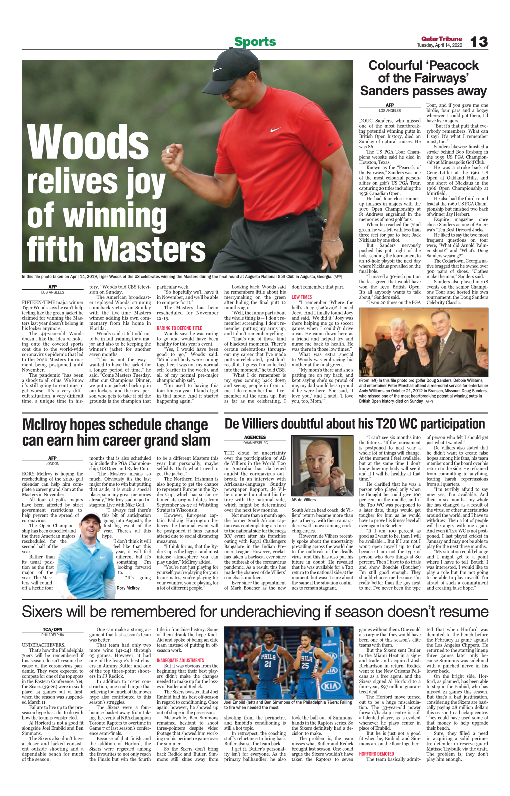 Relives Joy of Winning Fifth Masters