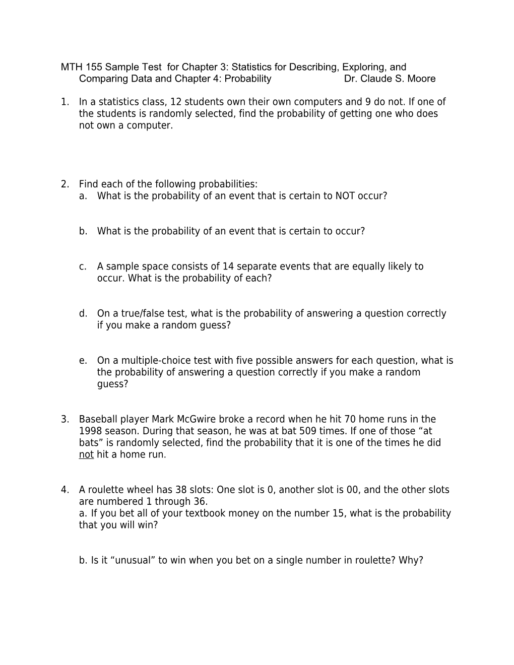 2. Find Each of the Following Probabilities