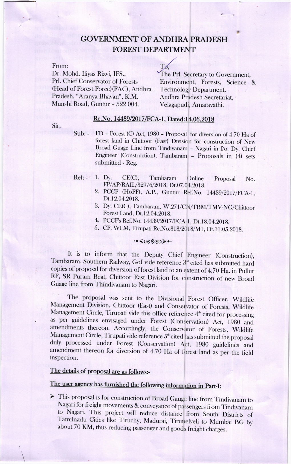 GOVERNMENT of ANDHRA PRADESH FOREST DEPARTMENT ,/ From: -U{, Dr