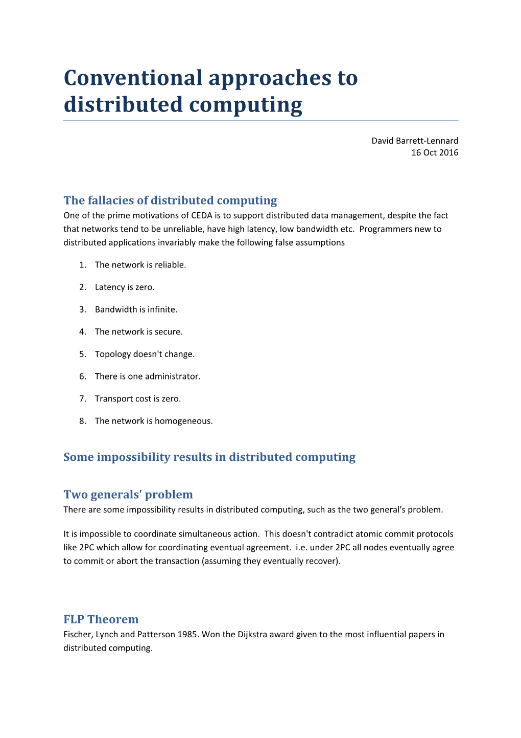 Conventional Approaches to Distributed Computing