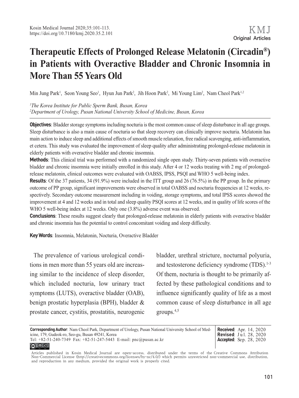 (Circadin®) in Patients with Overactive Bladder and Chronic Insomnia In