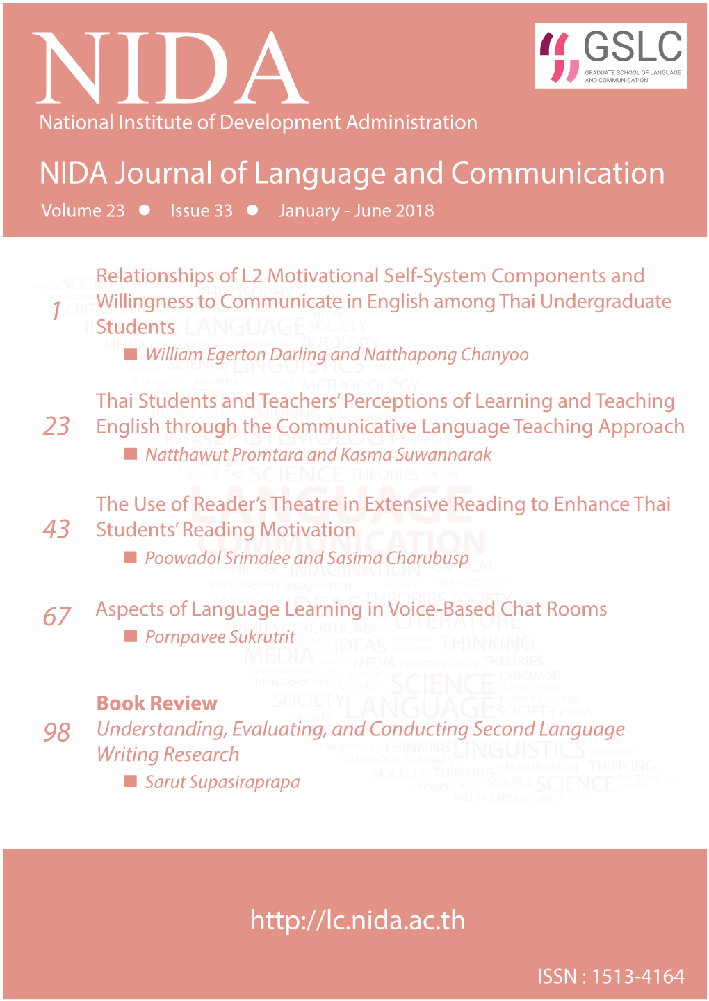 National Institute of Development Administration NIDA Journal of Language and Communication Volume 23  Issue 33  January - June 2018