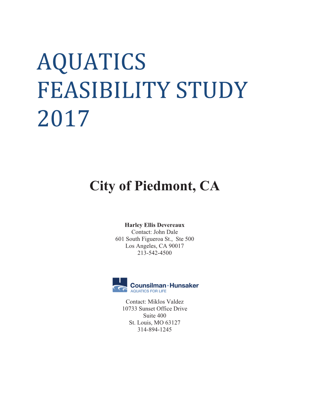 Aquatics Center Feasibility Study