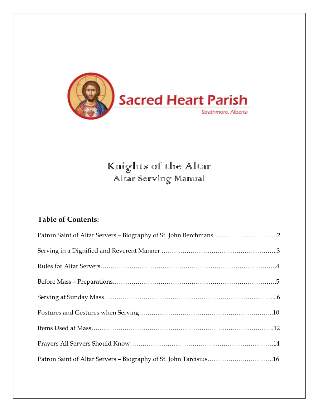 Knights of the Altar Altar Serving Manual