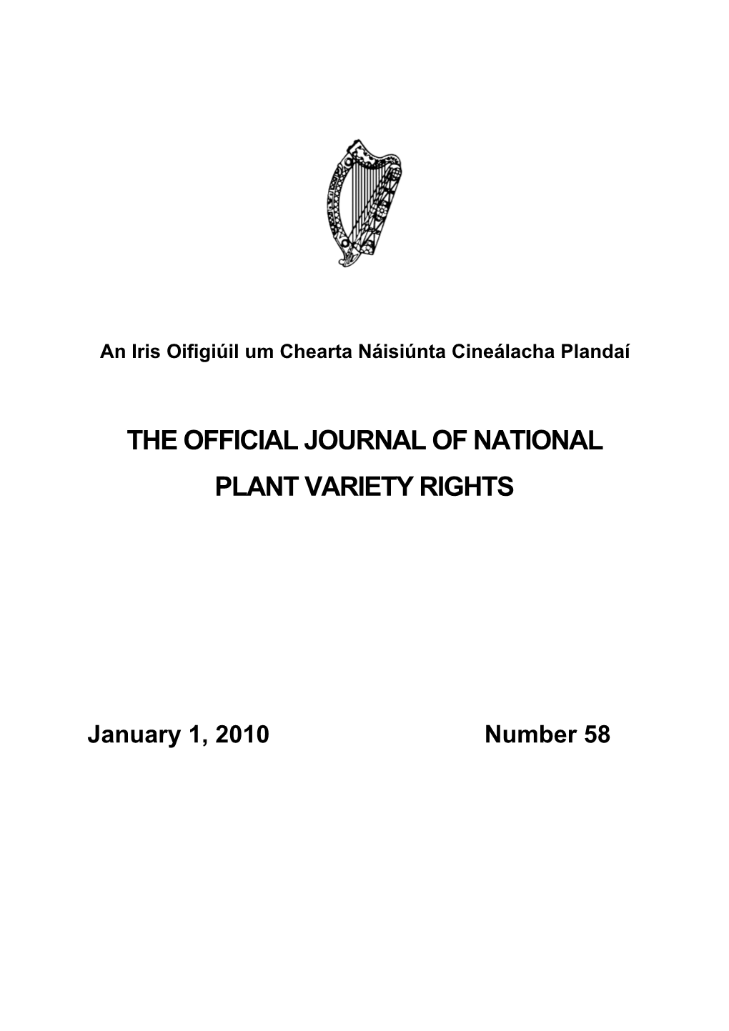 The Official Journal of National Plant Variety Rights