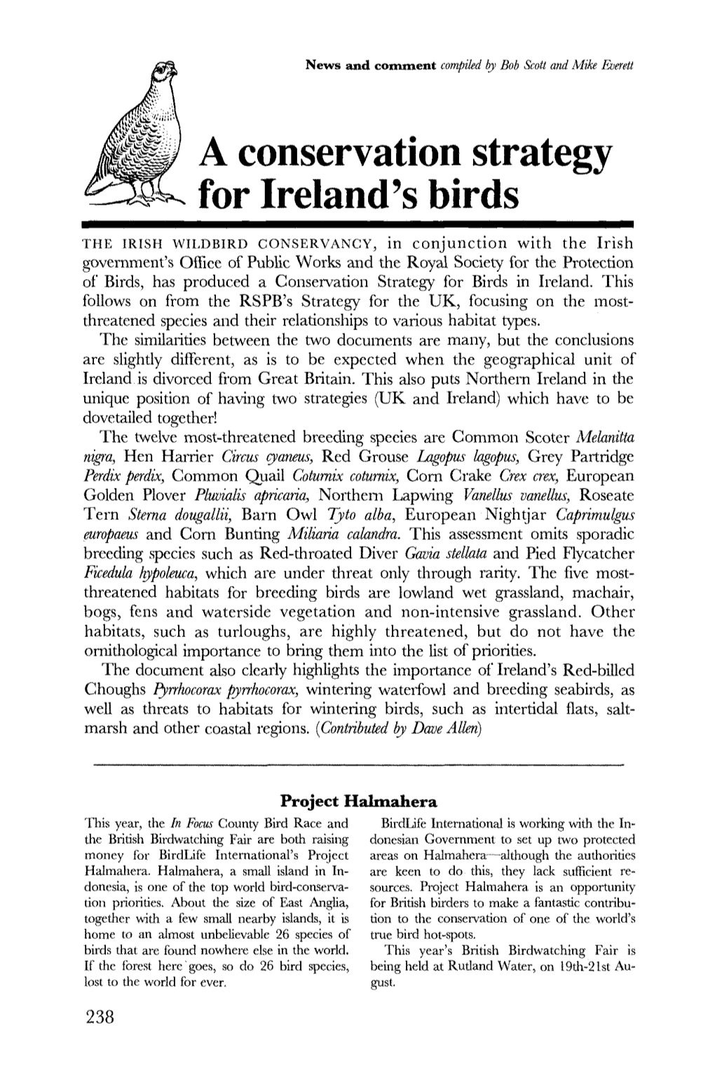 A Conservation Strategy for Ireland's Birds