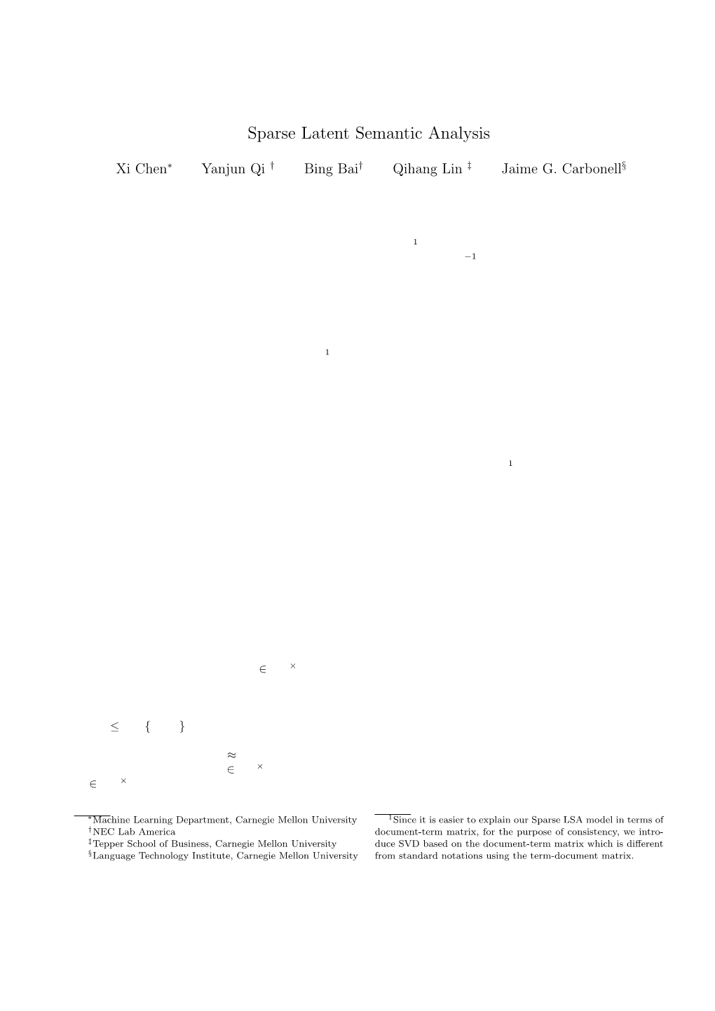 Sparse Latent Semantic Analysis