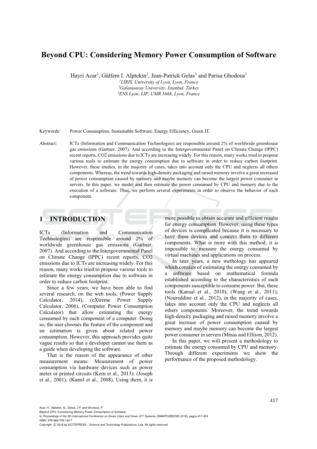 Beyond CPU: Considering Memory Power Consumption of Software