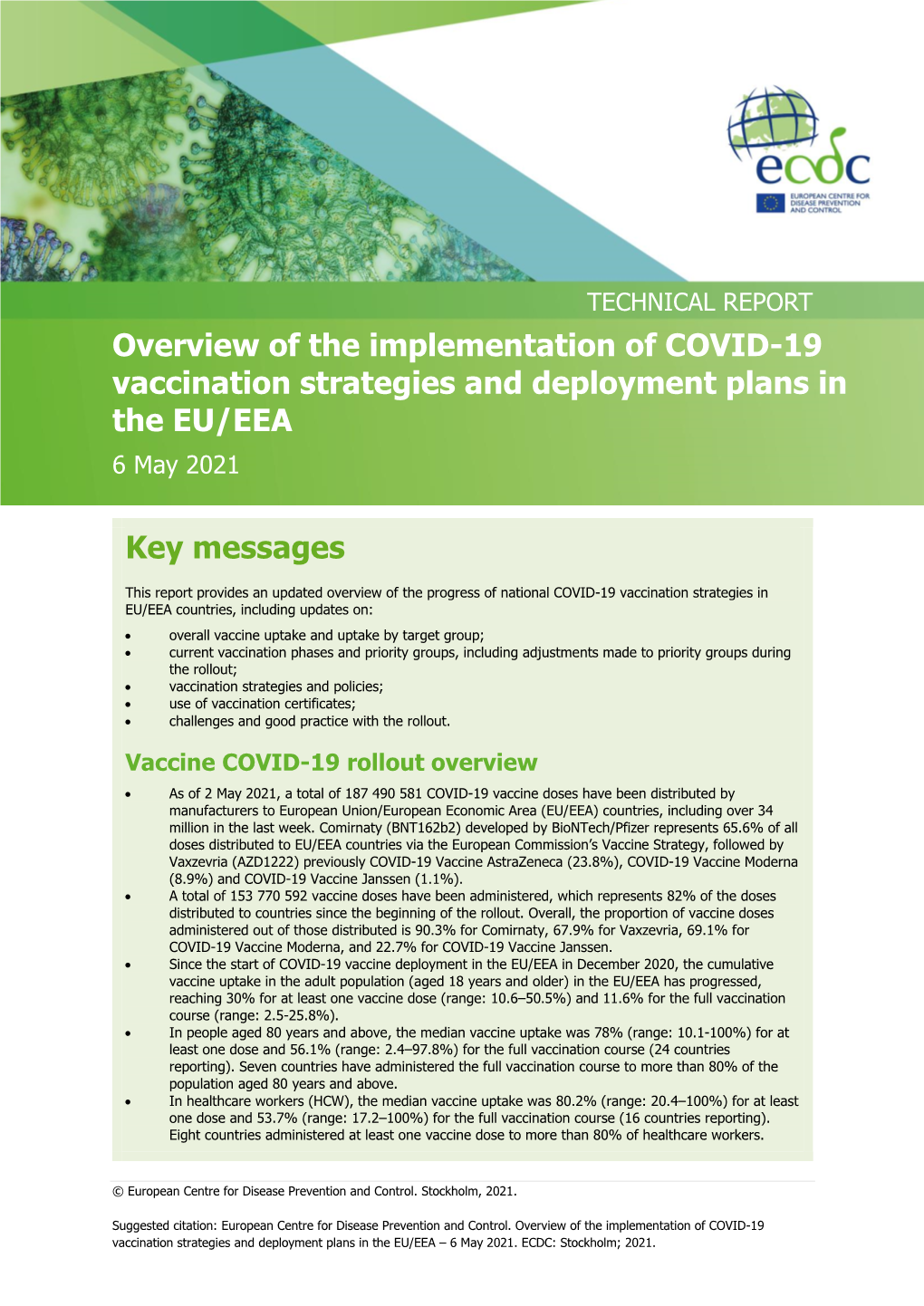 Overview of the Implementation of COVID-19 Vaccination Strategies and Deployment Plans in the EU/EEA