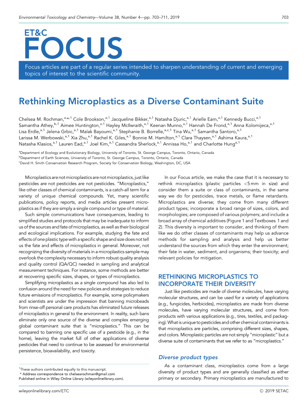 Rethinking Microplastics As a Diverse Contaminant Suite