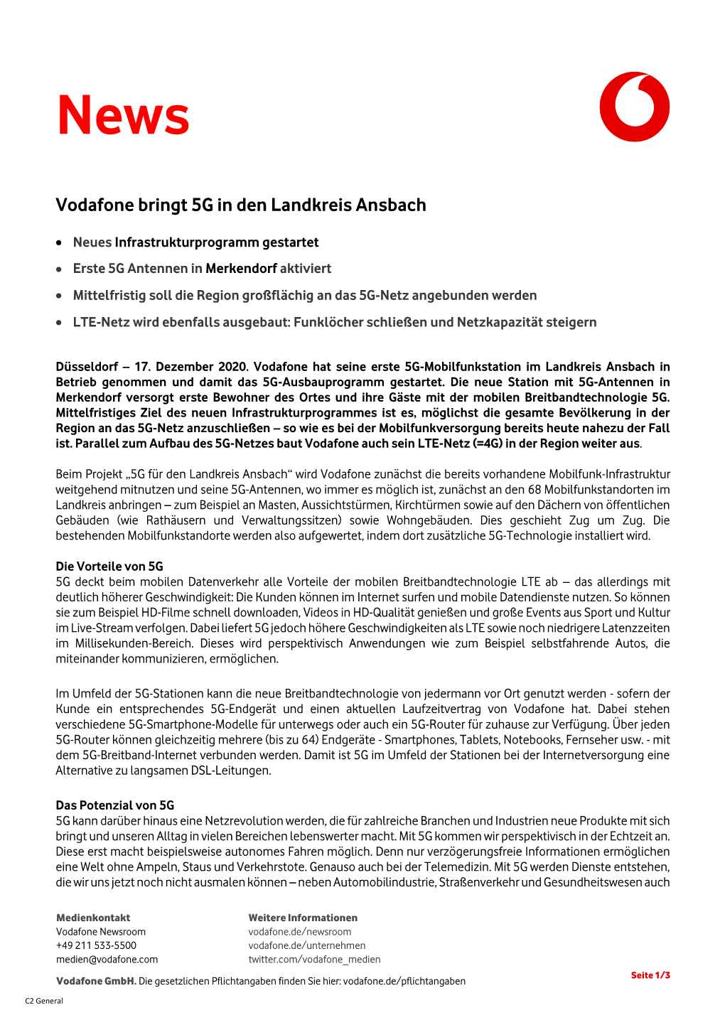 Vodafone Bringt 5G in Den Landkreis Ansbach