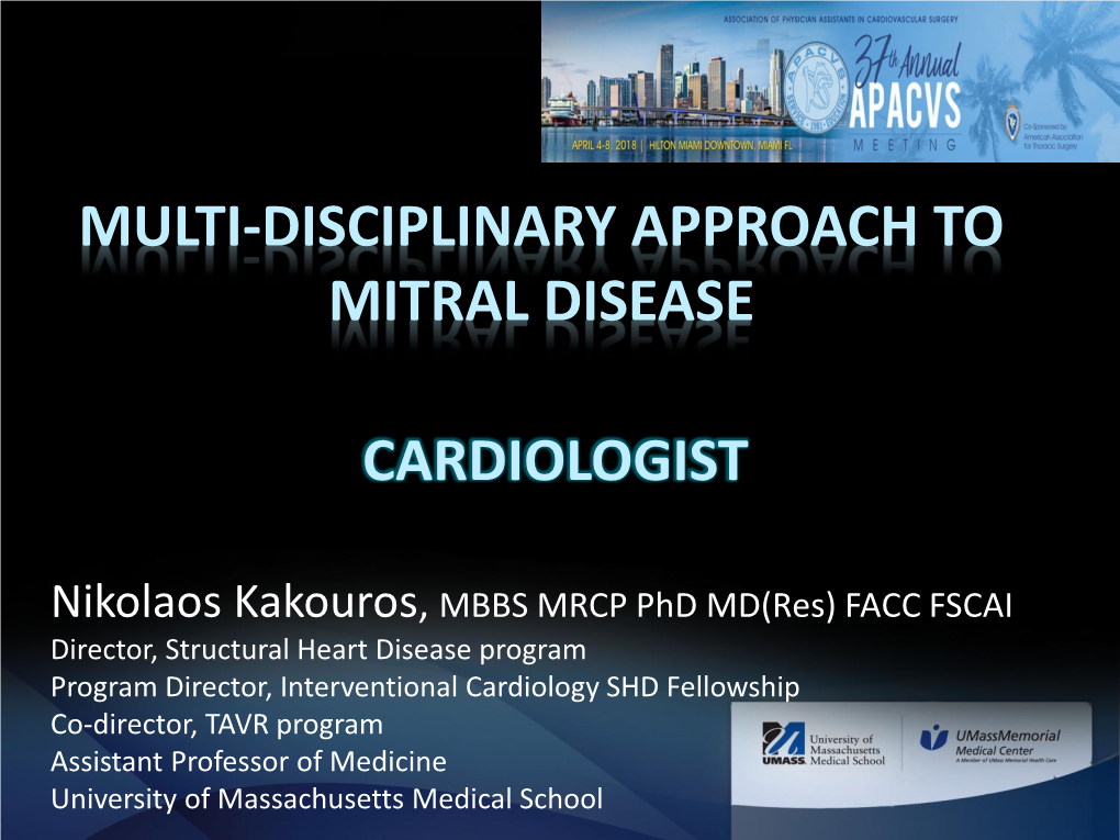 Multi-Disciplinary Approach to Mitral Disease