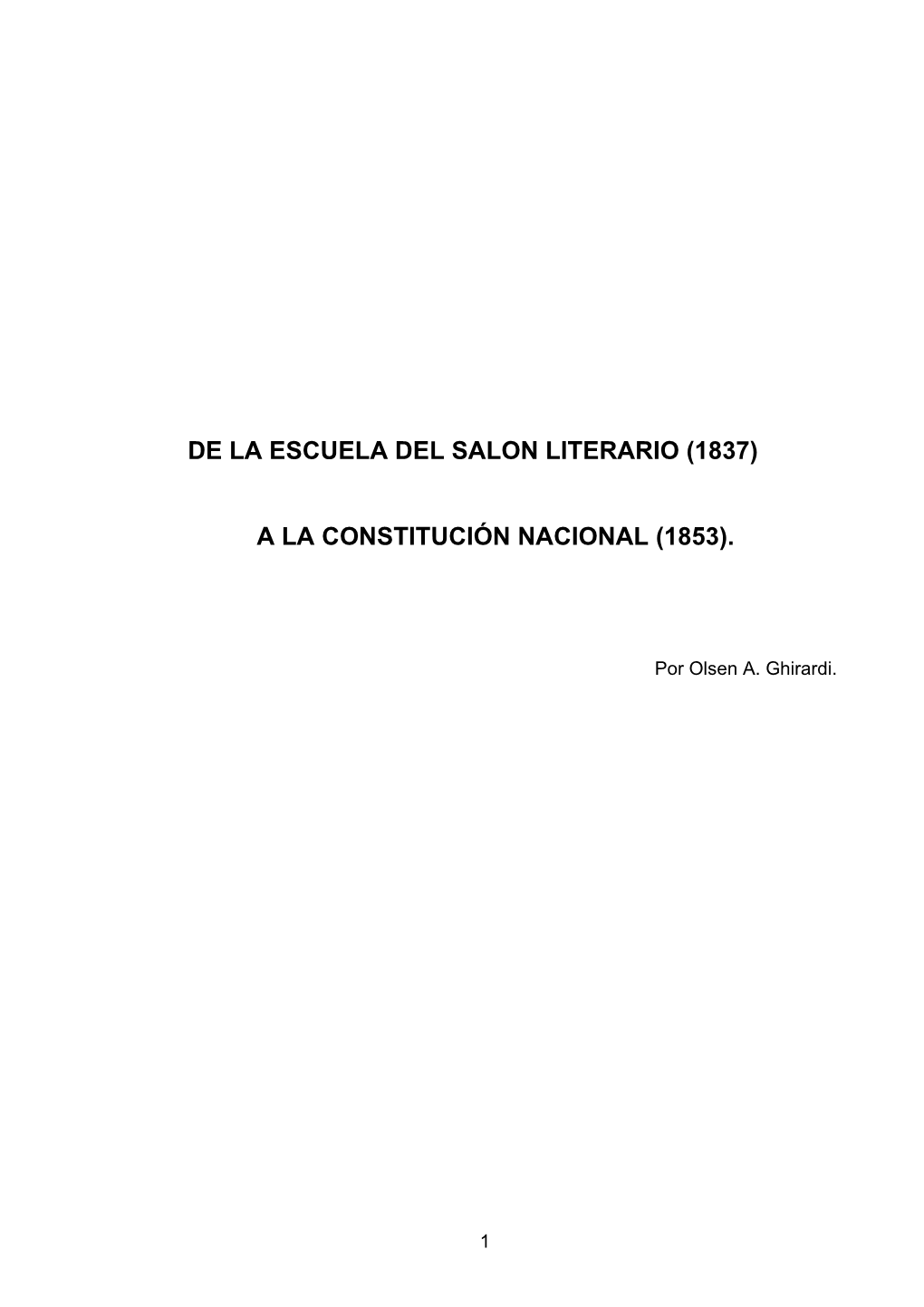 De La Escuela Del Salon Literario (1837)
