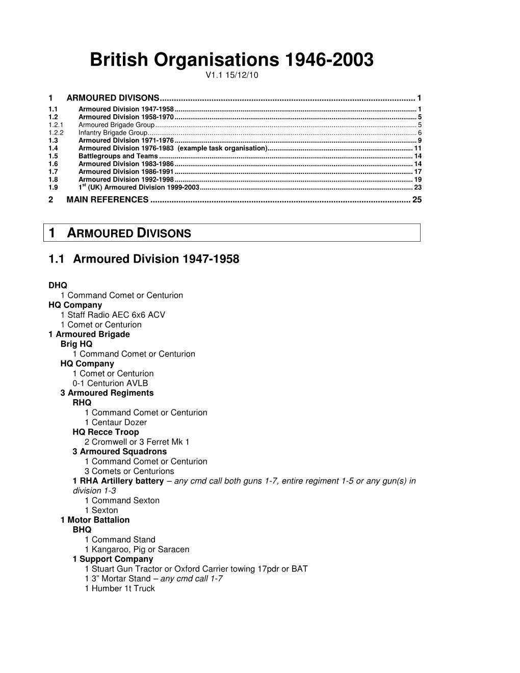 British Organisations 1946-2003 V1.1 15/12/10