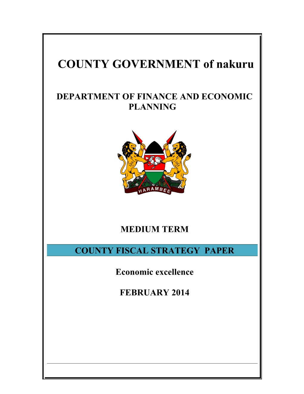 Department of Finance and Economic Planning