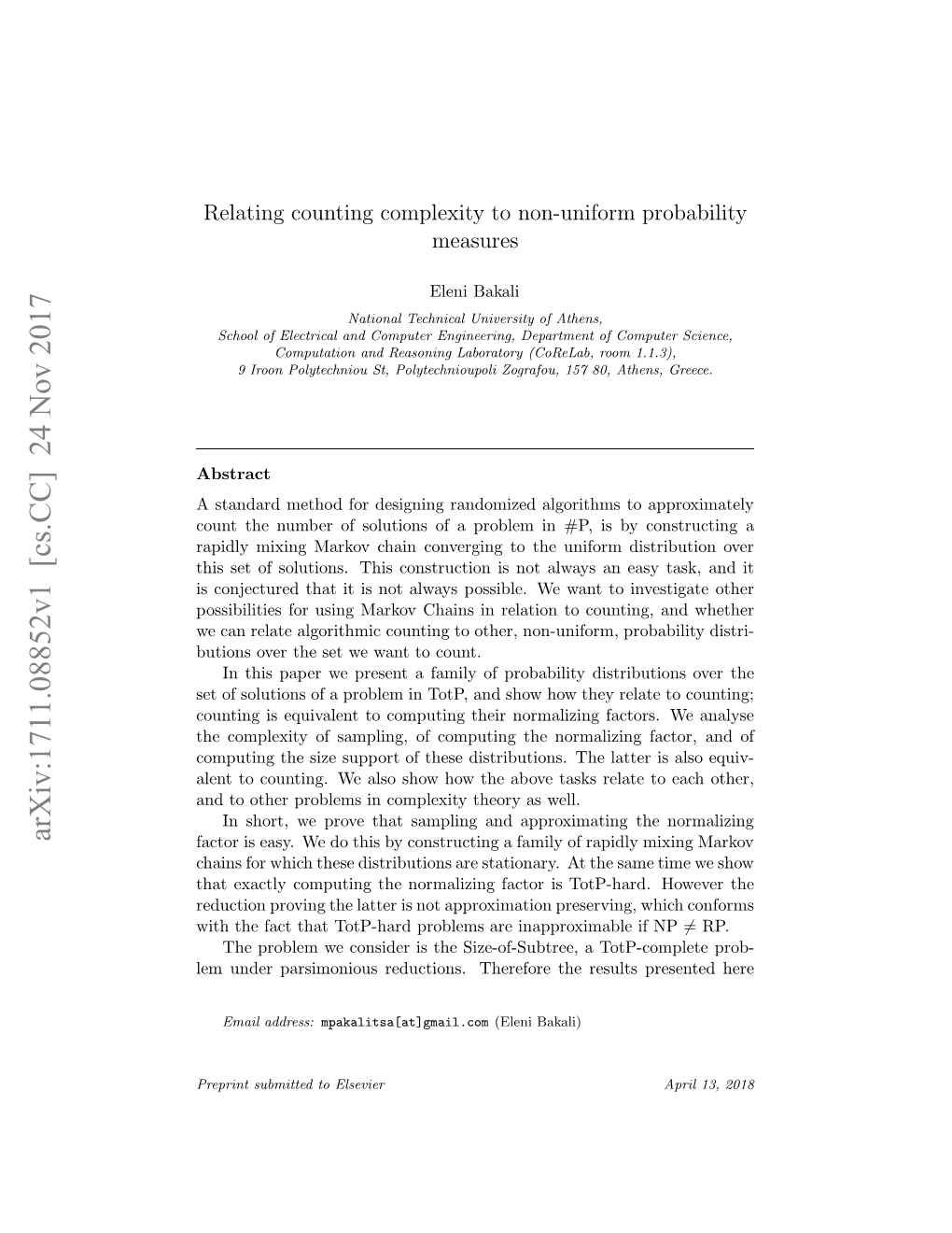 Relating Counting Complexity to Non-Uniform Probability Measures