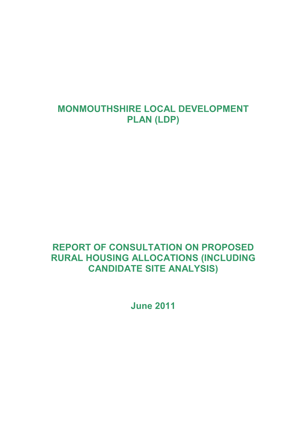 Monmouthshire Local Development Plan (Ldp)