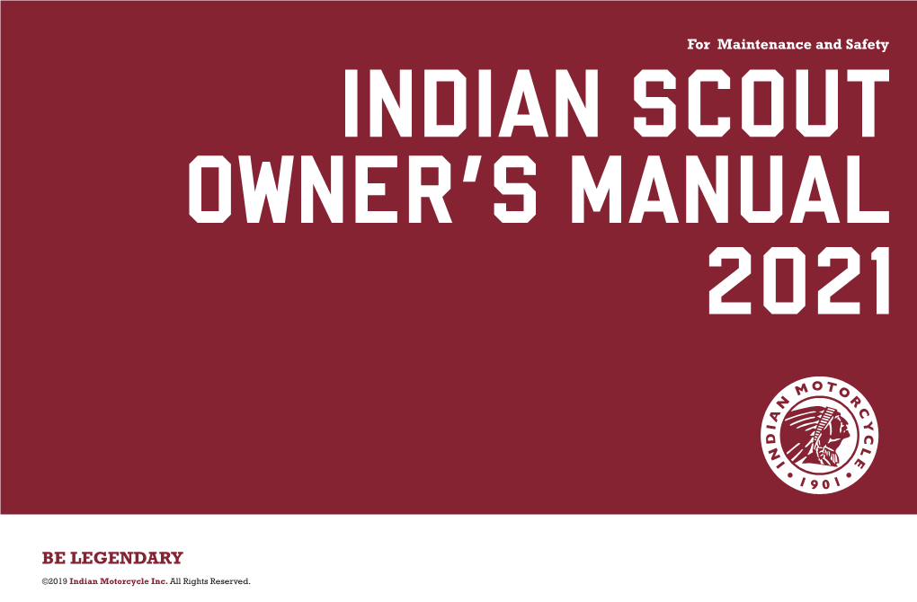 2021 Indian Scout Owner's Manual