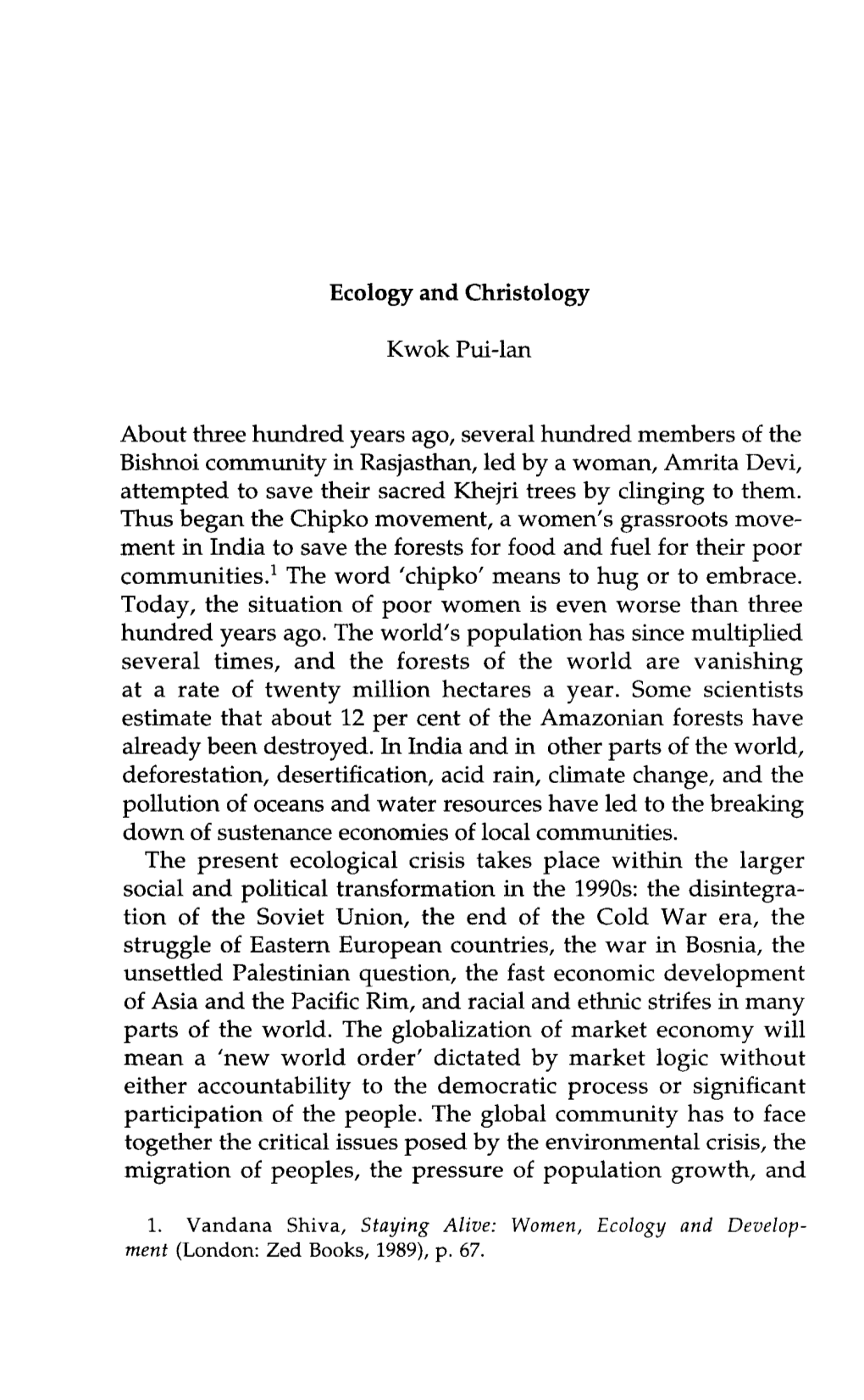 Ecology and Christology