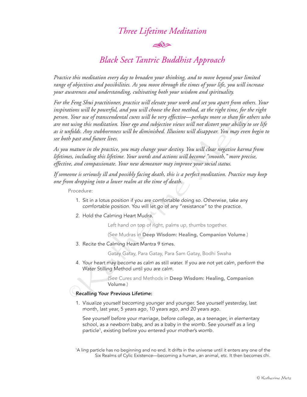 Three Lifetime Meditation Ƒ Black Sect Tantric Buddhist Approach