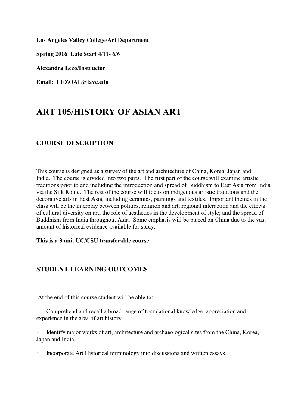 Art 105/History of Asian Art