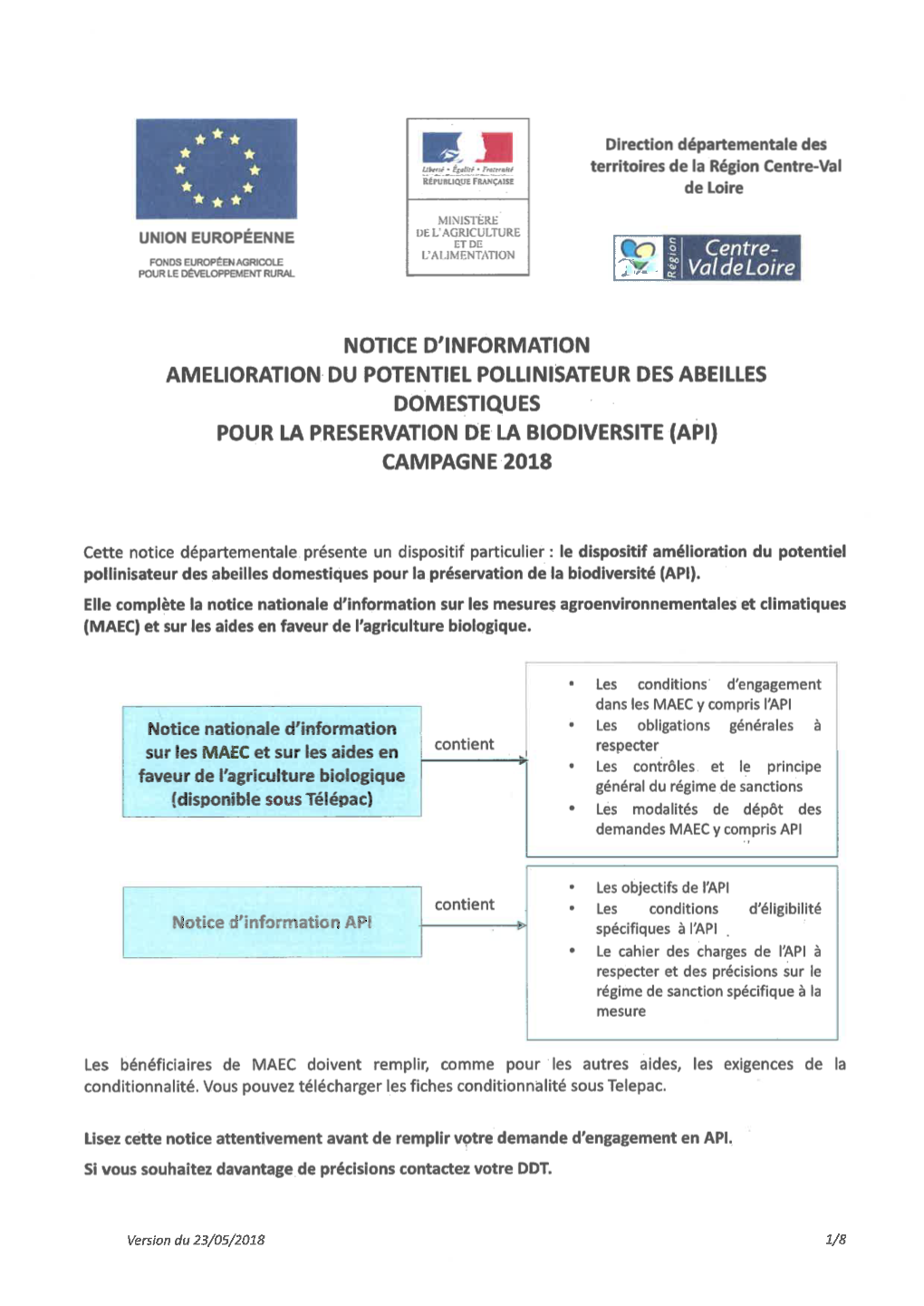 Notice D'information Amelioration Du Potentiel Pollinisateur Des Abeilles Domestiques Pour La Preservation De La Biodiversite (Api) Campagne2018