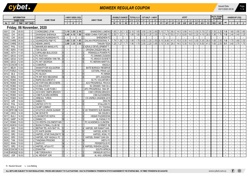 Midweek Regular Coupon 03/11/2020 09:39 1 / 4