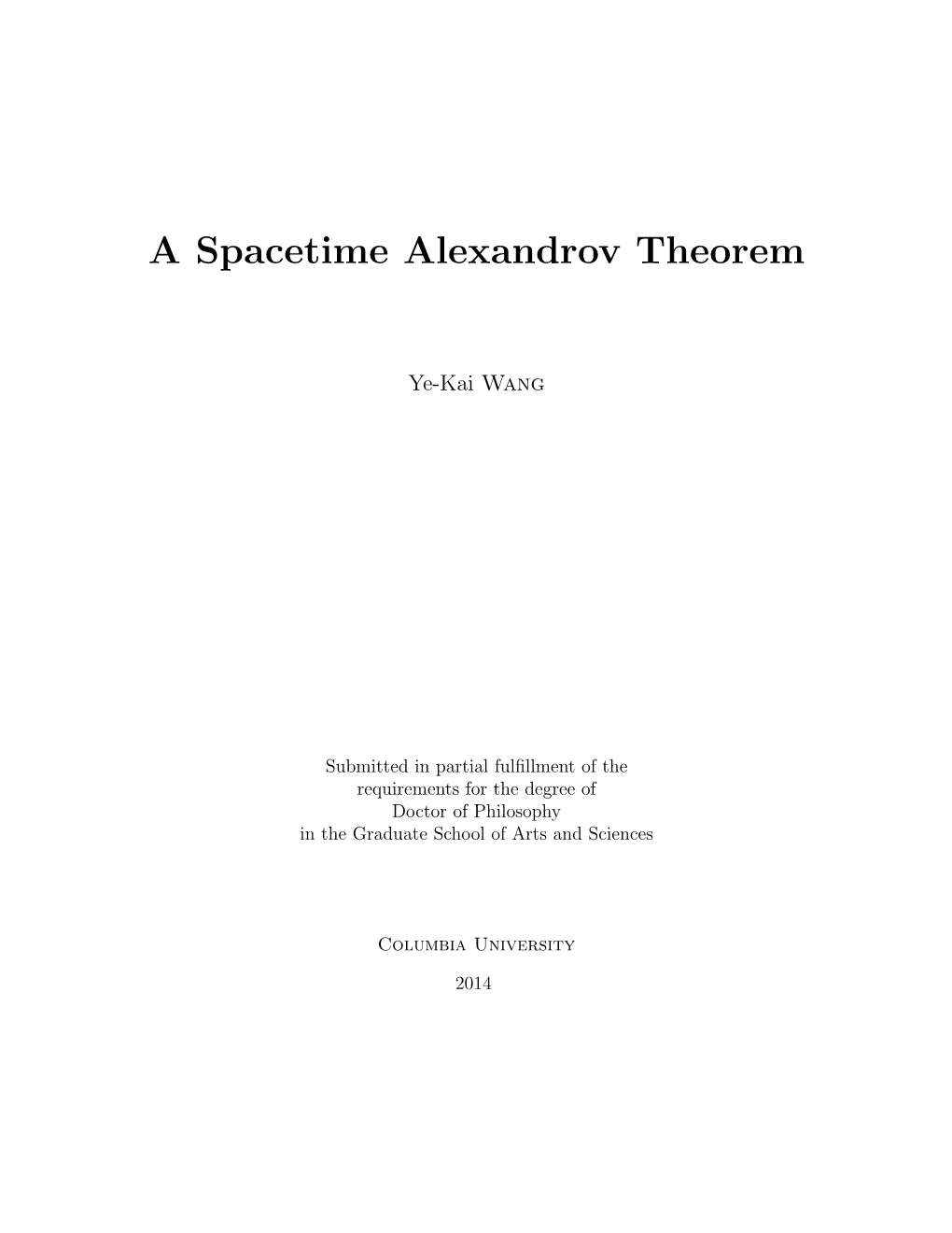 A Spacetime Alexandrov Theorem